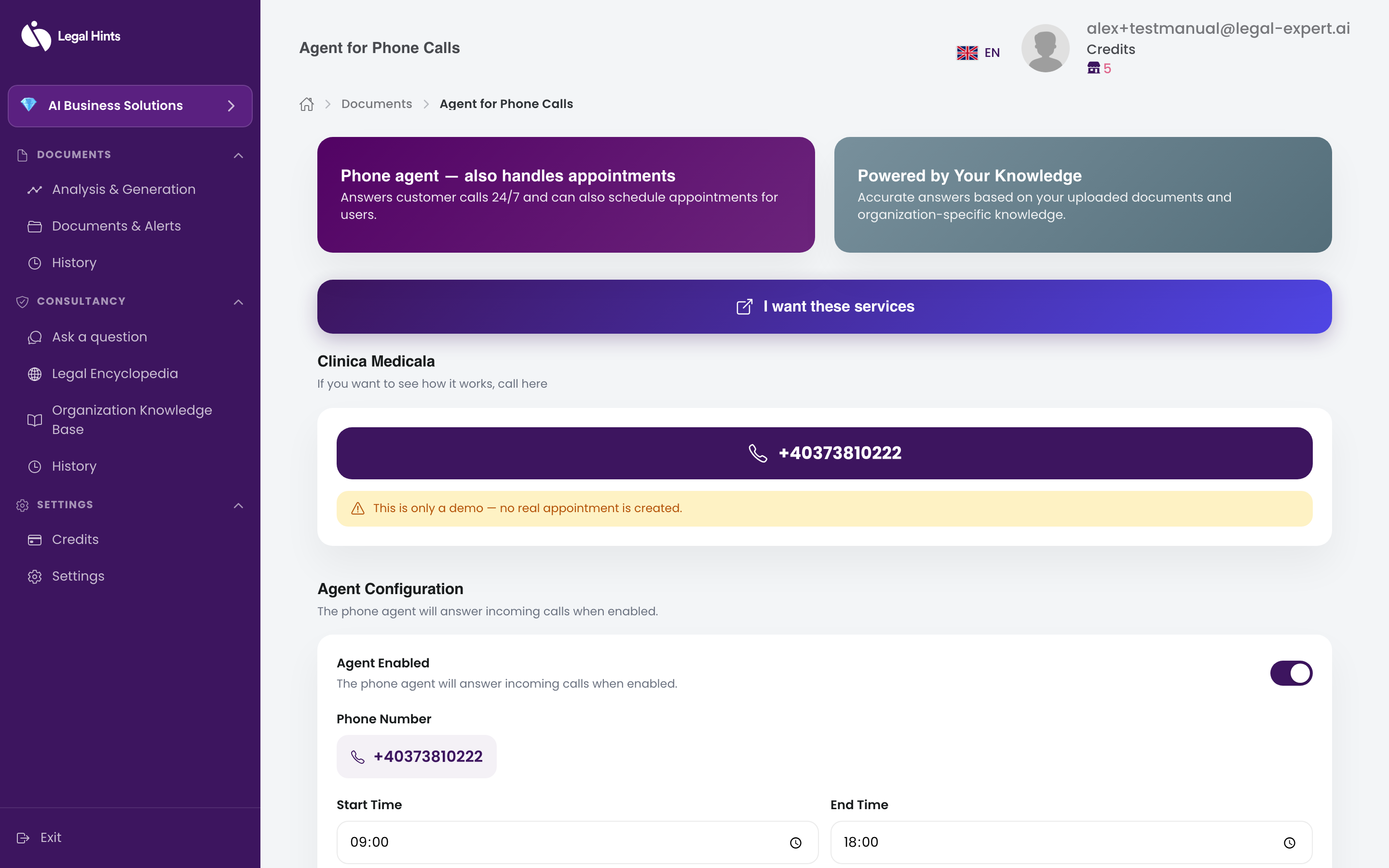 Phone agent presentation page