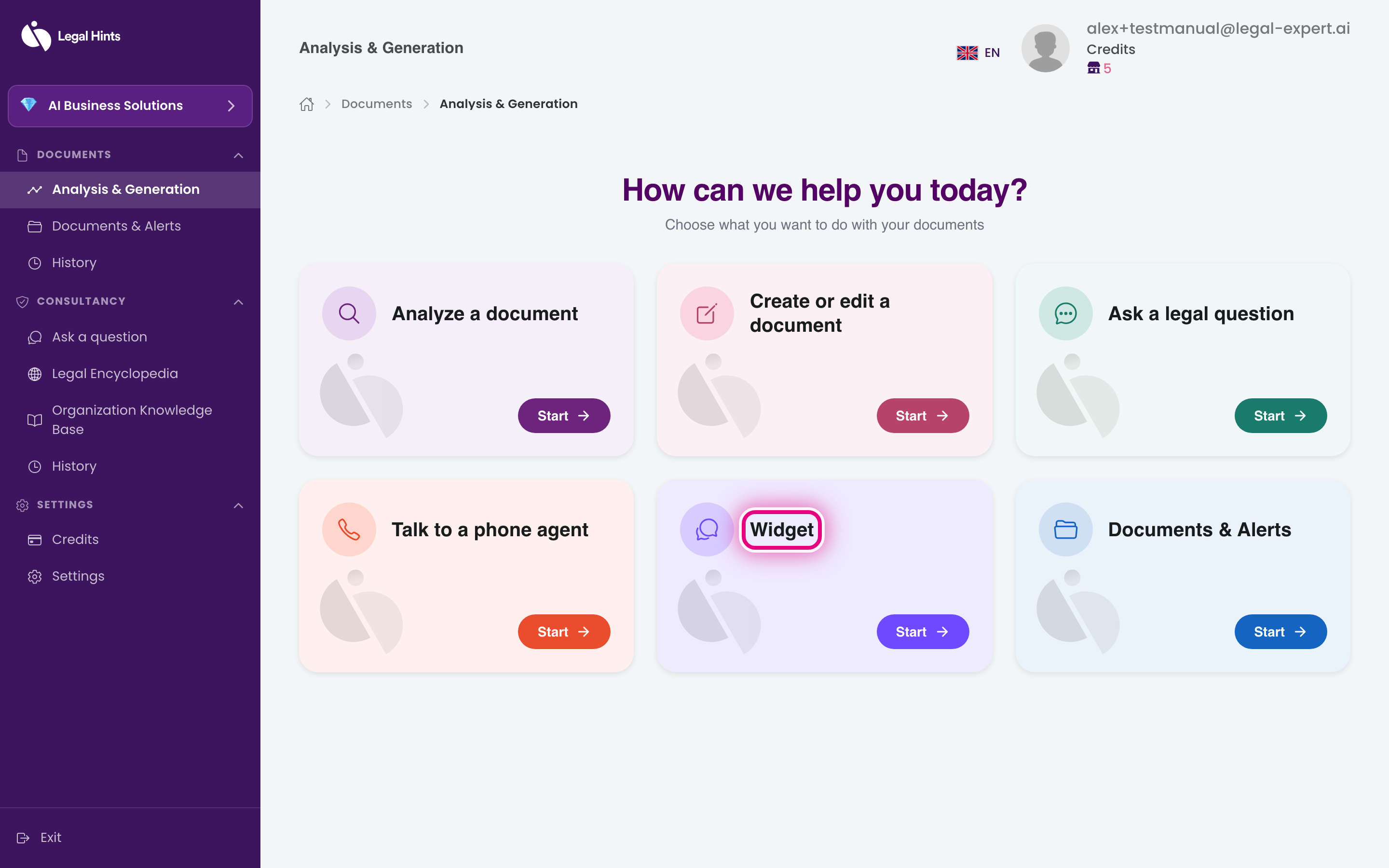 The “Chat-bot” card in the Business Services section