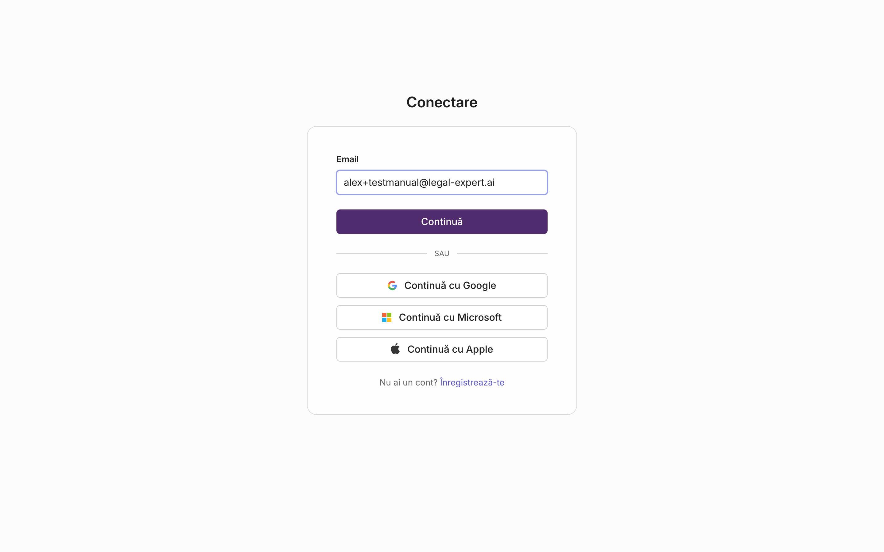 Registration screen with the email field and “Continue” button