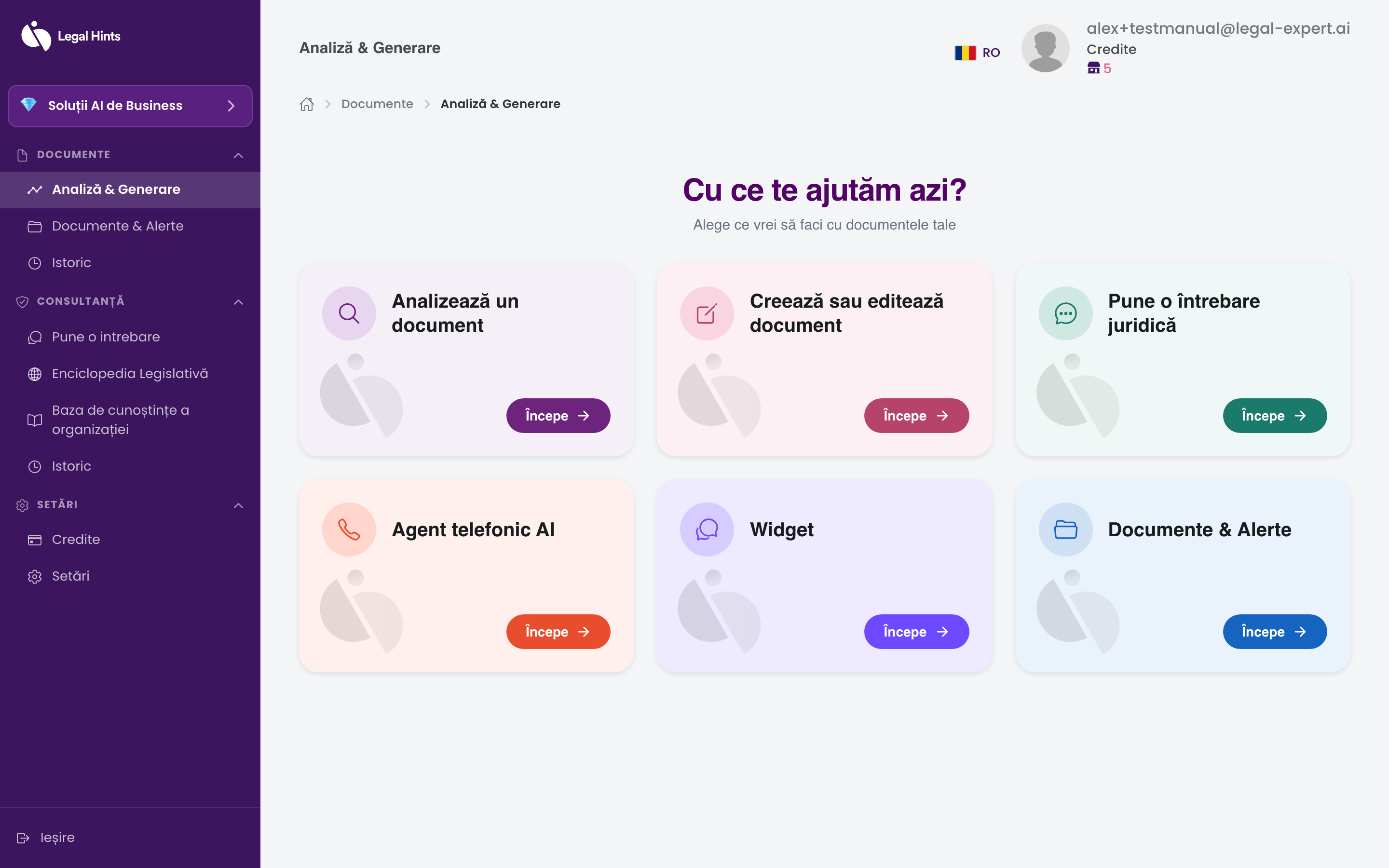 Hub-ul principal cu cele cinci carduri